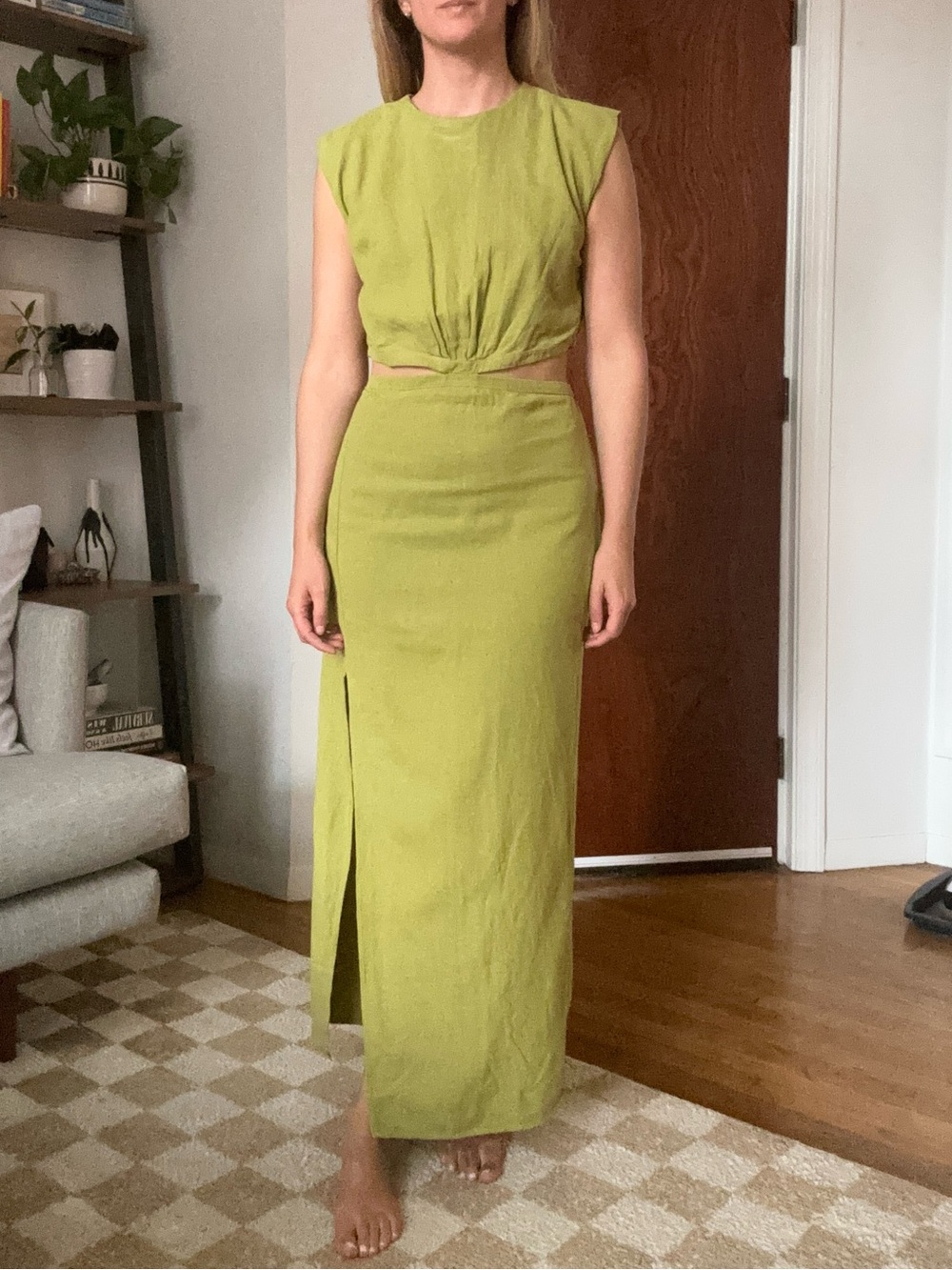 Zara Green Maxi Dress with Cutouts - Small